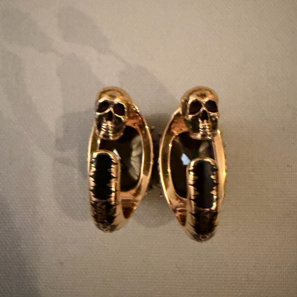 Alexander McQueen Gold Skull Hoop Earrings - Picture 1 of 6